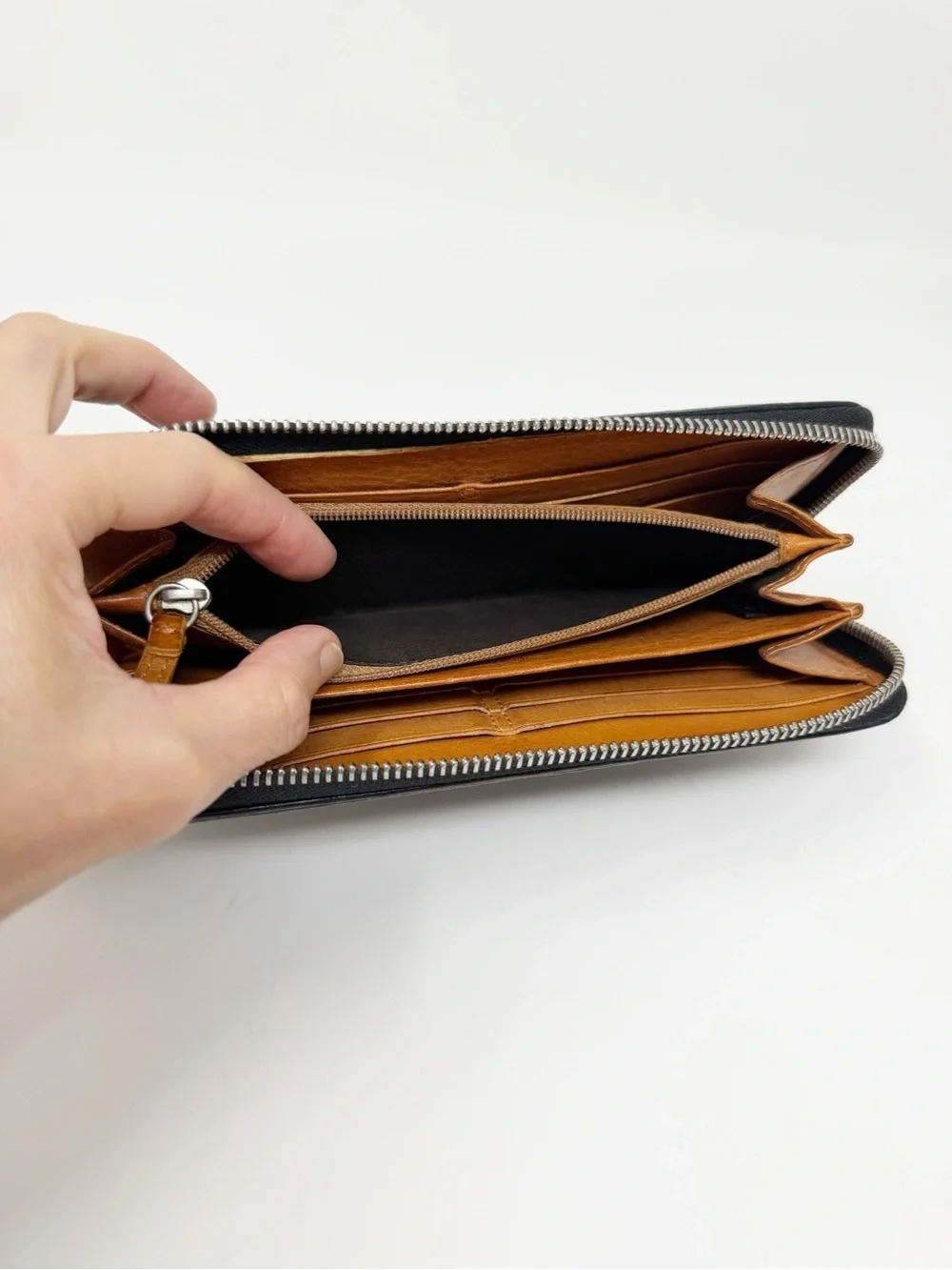 Coach Black Pebbled Leather Zip Around Continental Wallet